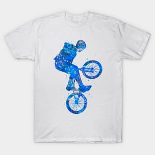 Bmx bike watercolor blue T-Shirt